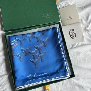 Goyard Royal Blue Goyardine Logo Silk Scarf full packaging with receipt